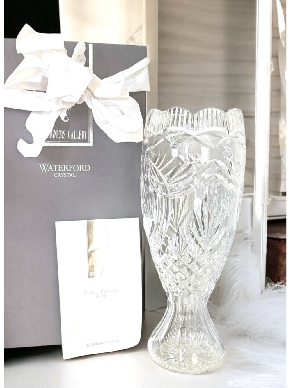 Waterford Crystal Designers Gallery Collection Birds of Paradise Vase New 15”